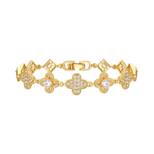 Zirkonia Klee Armband Gold